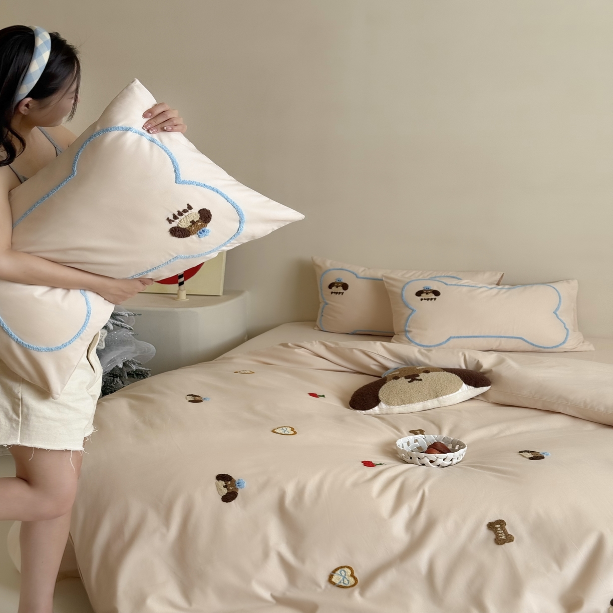 91家纺网 家纺一手货源 找家纺 三味舒屋 2025新款好梦毛巾绣全棉纯棉磨毛四件套 磨毛款美味帕恰