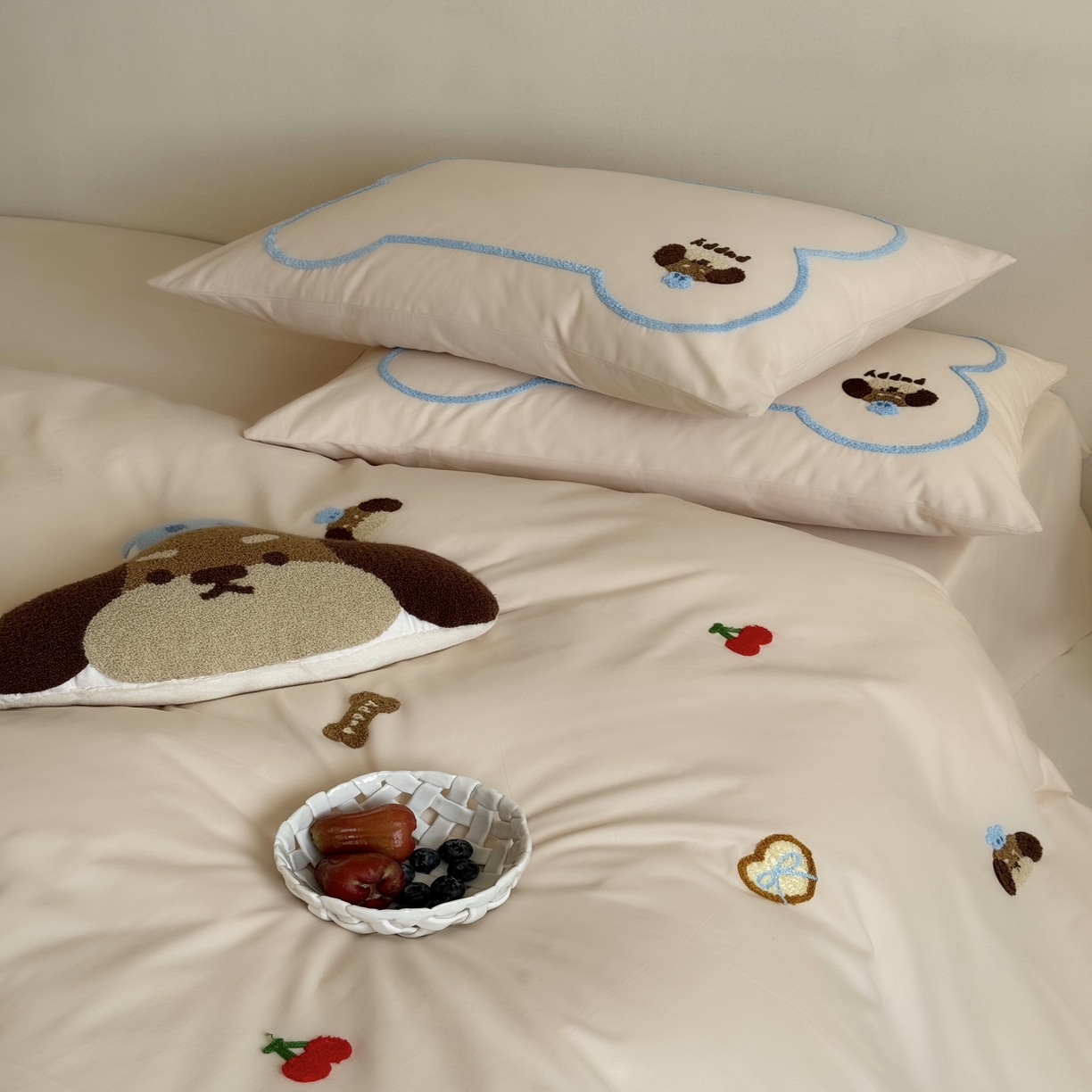 91家纺网 家纺一手货源 找家纺 三味舒屋 2025新款好梦毛巾绣全棉纯棉磨毛四件套 磨毛款美味帕恰