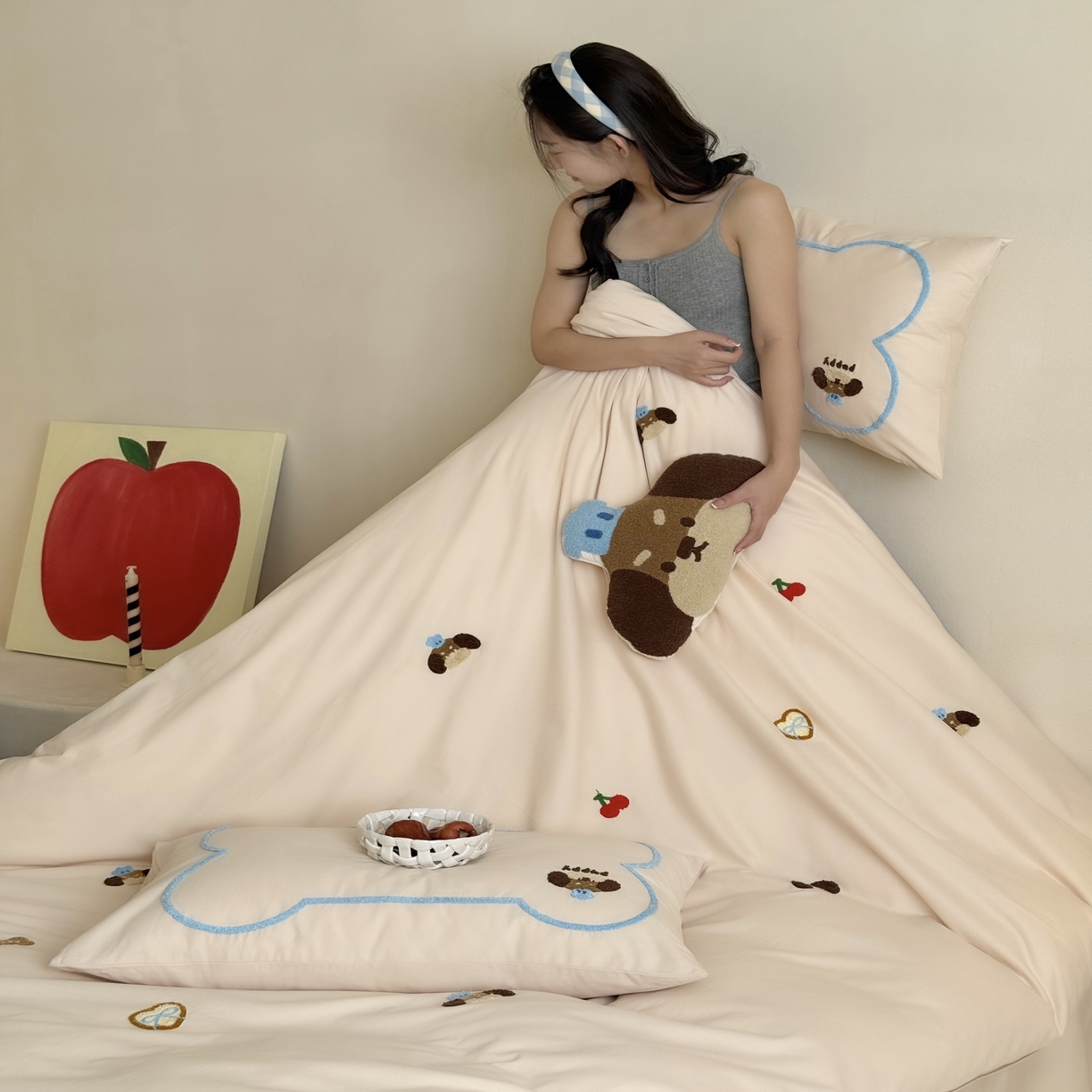 91家纺网 家纺一手货源 找家纺 三味舒屋 2025新款好梦毛巾绣全棉纯棉磨毛四件套 磨毛款美味帕恰