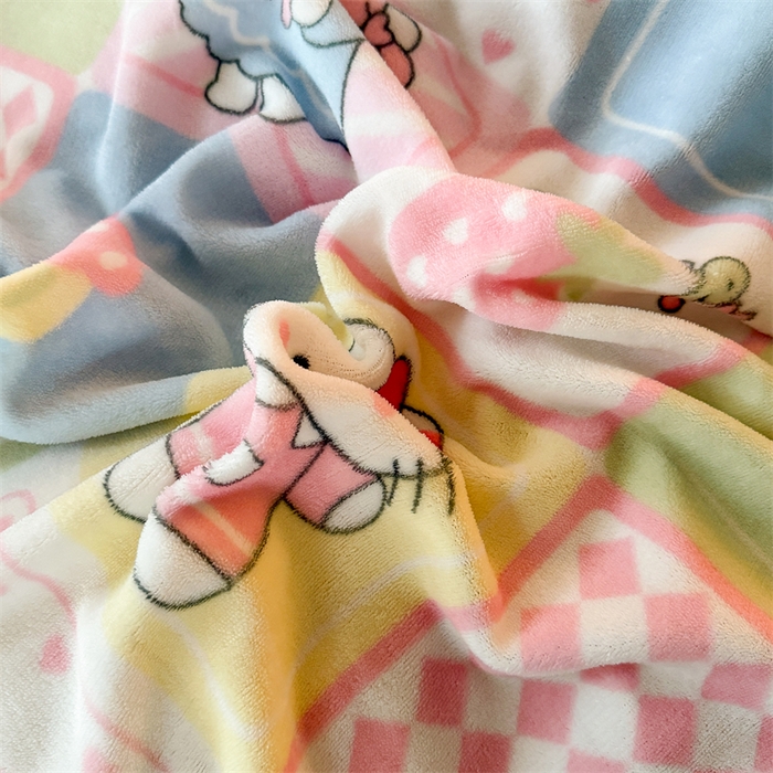 91家纺网 家纺一手货源 找家纺 艾特你 2025新款小清新高克重牛奶绒印花四件套 格子猫咪