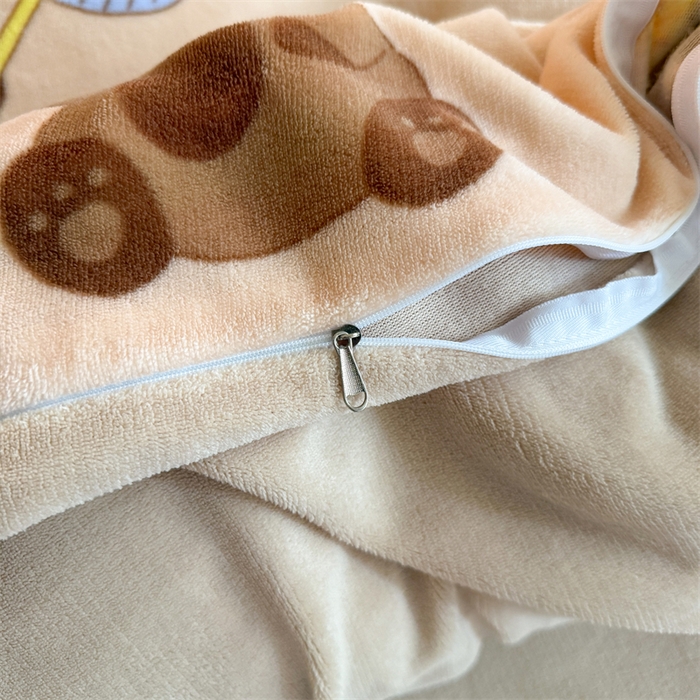 91家纺网 家纺一手货源 找家纺 艾特你 2025新款小清新高克重牛奶绒印花四件套 橘子卡皮