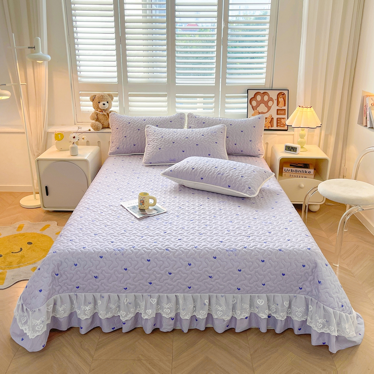 91家纺网 家纺一手货源 找家纺 （总）笠裙 2025新款爆款A类水洗棉印花床盖四件套