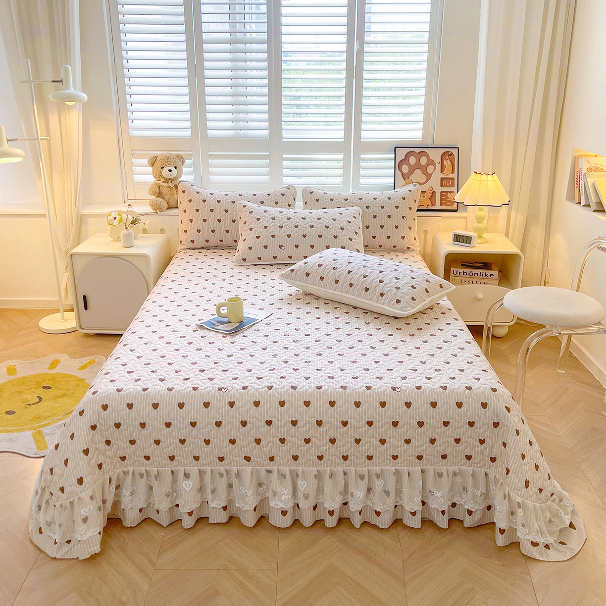 91家纺网 家纺一手货源 找家纺 （总）笠裙 2025新款爆款A类水洗棉印花床盖四件套