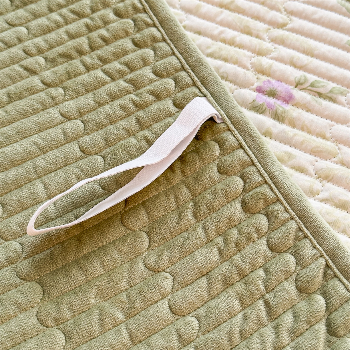 91家纺网 家纺一手货源 找家纺 恒爱家纺 2025新款全棉宝宝绒双拼床盖三件套 蓝香芥