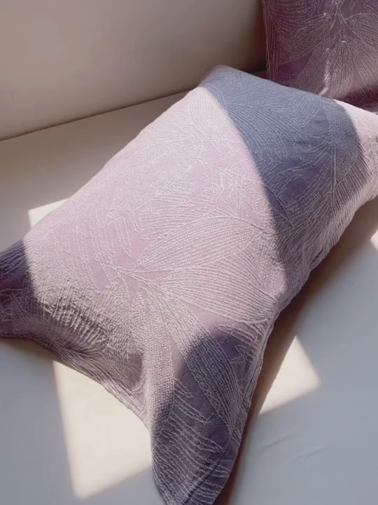 91家纺网 家纺一手货源 找家纺 美宜家 2025全棉提花枕巾100棉柔软吸汗枕头巾 锦上添花-紫 一只