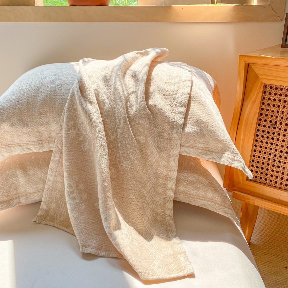 91家纺网 家纺一手货源 找家纺 美宜家 2025全棉提花枕巾100棉柔软吸汗枕头巾 圆满 一只