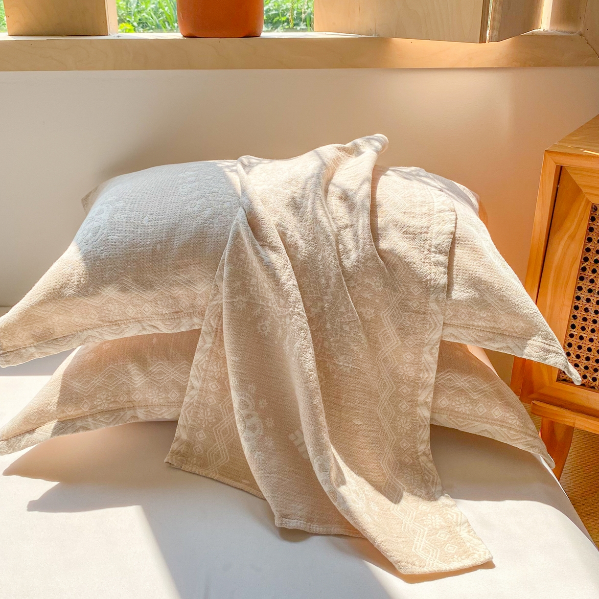 91家纺网 家纺一手货源 找家纺 美宜家 2025全棉提花枕巾100棉柔软吸汗枕头巾 圆满 一只