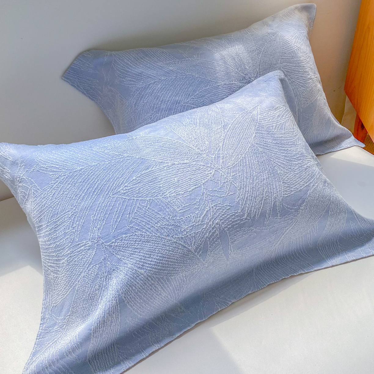 91家纺网 家纺一手货源 找家纺 美宜家 2025全棉提花枕巾100棉柔软吸汗枕头巾 锦上添花-兰 一对