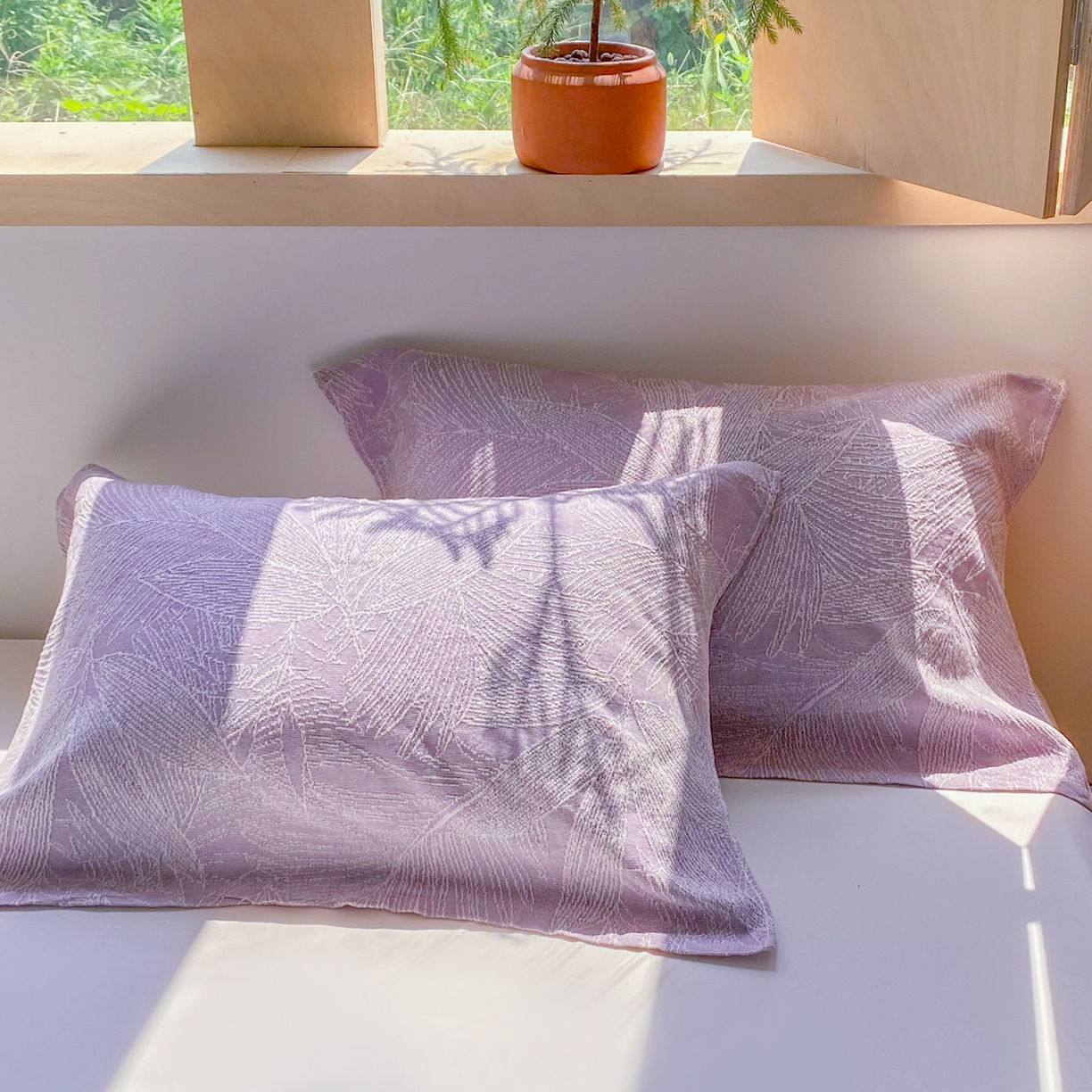 91家纺网 家纺一手货源 找家纺 美宜家 2025全棉提花枕巾100棉柔软吸汗枕头巾 锦上添花-紫 一对