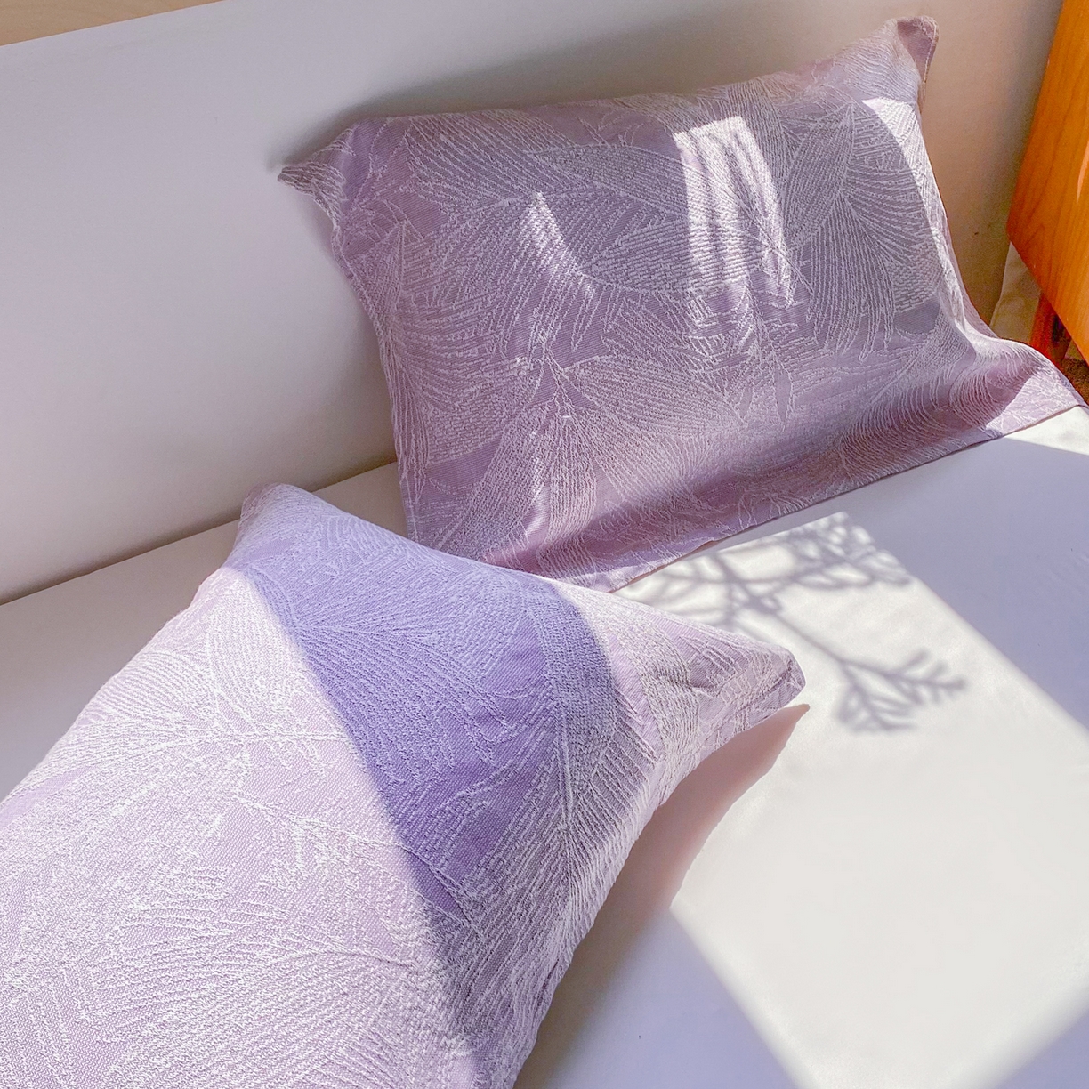 91家纺网 家纺一手货源 找家纺 美宜家 2025全棉提花枕巾100棉柔软吸汗枕头巾 锦上添花-紫 一对