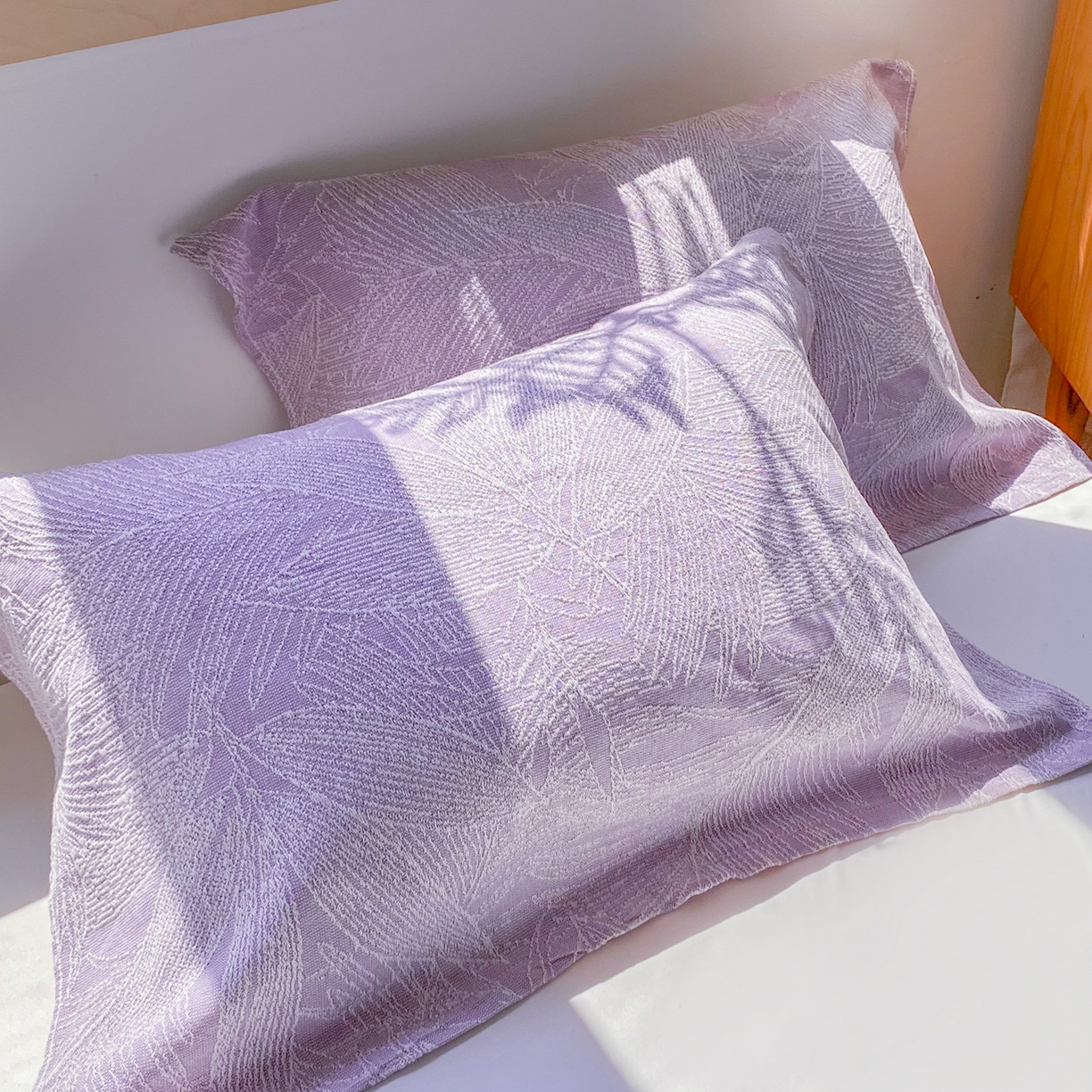 91家纺网 家纺一手货源 找家纺 美宜家 2025全棉提花枕巾100棉柔软吸汗枕头巾 锦上添花-紫 一对