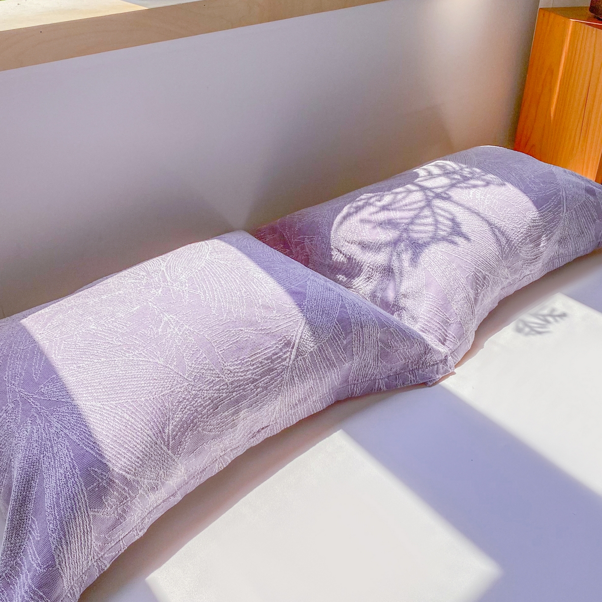 91家纺网 家纺一手货源 找家纺 美宜家 2025全棉提花枕巾100棉柔软吸汗枕头巾 锦上添花-紫 一对