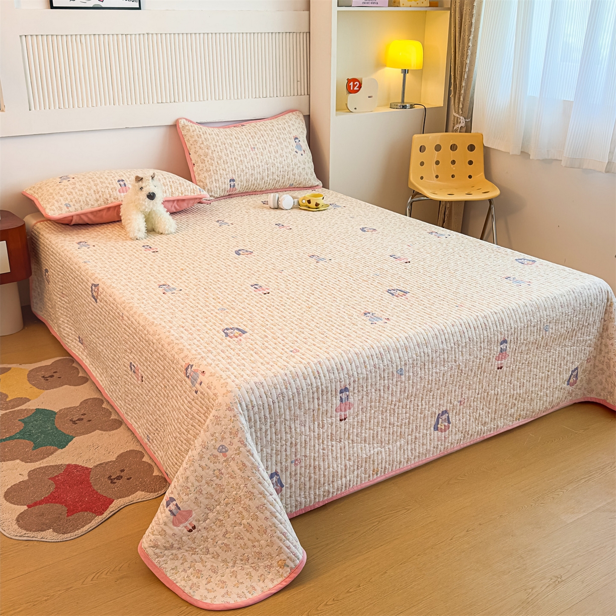 91家纺网 家纺一手货源 找家纺 恒爱家纺 2025新款全棉宝宝绒双拼床盖三件套 美少女