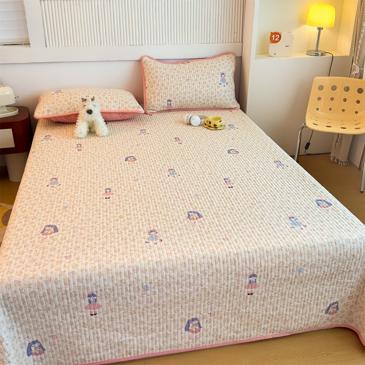 91家纺网 家纺一手货源 找家纺 恒爱家纺 2025新款全棉宝宝绒双拼床盖三件套 美少女