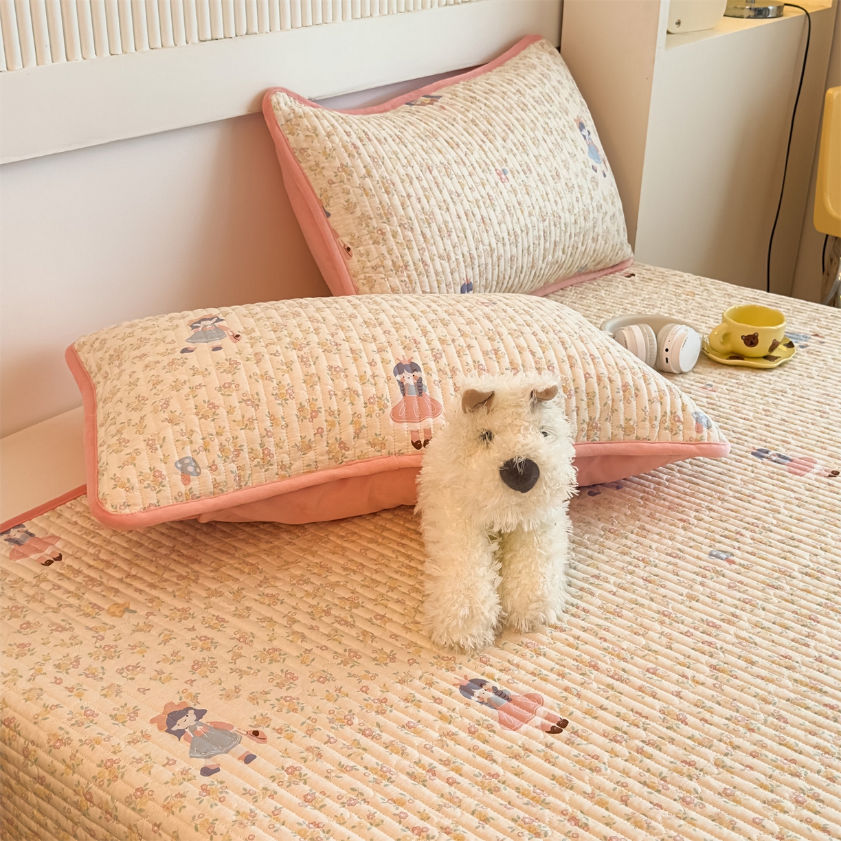 91家纺网 家纺一手货源 找家纺 恒爱家纺 2025新款全棉宝宝绒双拼床盖三件套 美少女