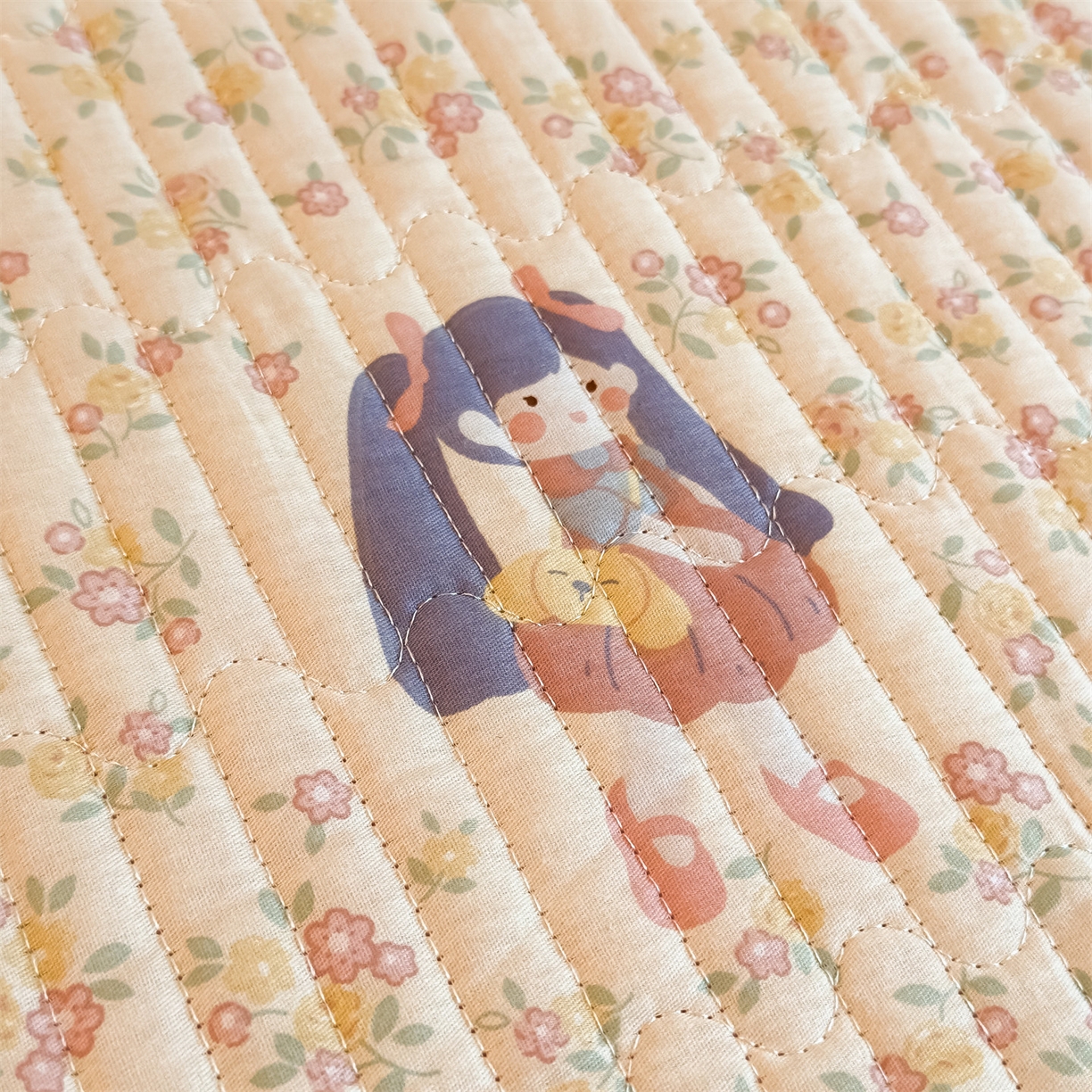 91家纺网 家纺一手货源 找家纺 恒爱家纺 2025新款全棉宝宝绒双拼床盖三件套 美少女