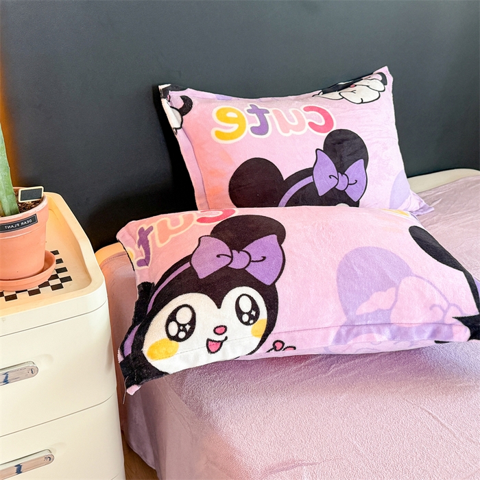 91家纺网 家纺一手货源 找家纺 艾特你 2025新款小清新高克重牛奶绒印花四件套 库米洛