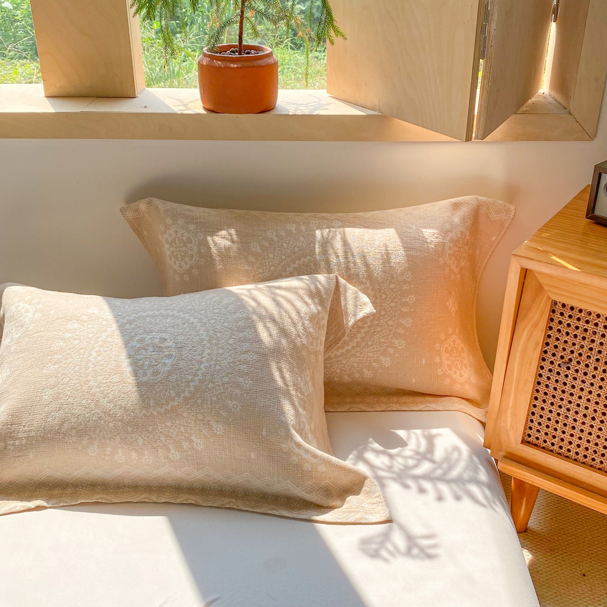 91家纺网 家纺一手货源 找家纺 美宜家 2025全棉提花枕巾100棉柔软吸汗枕头巾 圆满 一对