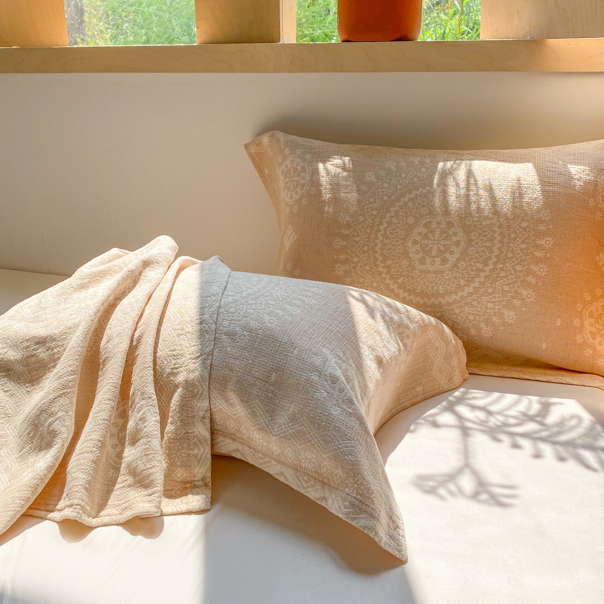 91家纺网 家纺一手货源 找家纺 美宜家 2025全棉提花枕巾100棉柔软吸汗枕头巾 圆满 一对