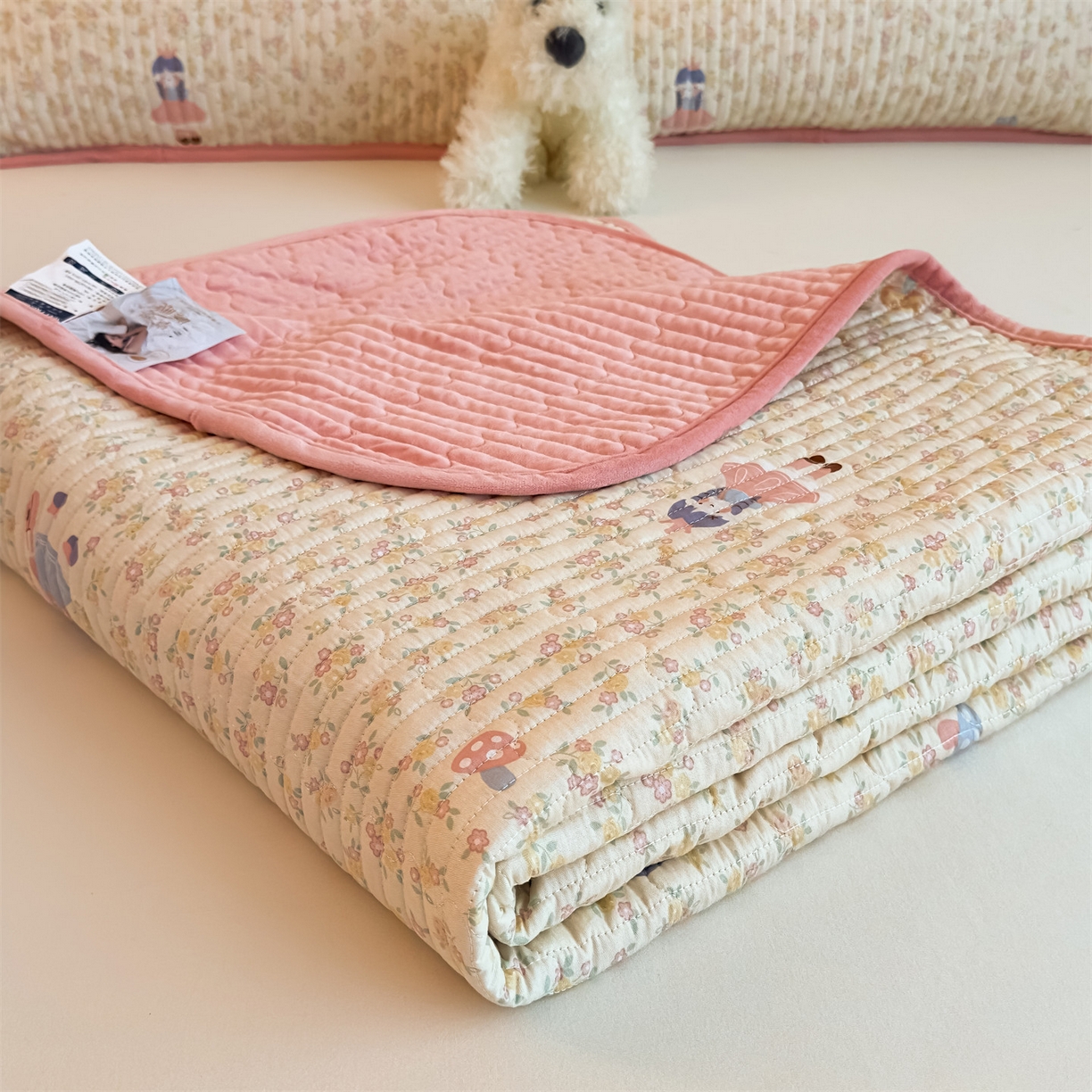 91家纺网 家纺一手货源 找家纺 恒爱家纺 2025新款全棉宝宝绒双拼床盖三件套 美少女