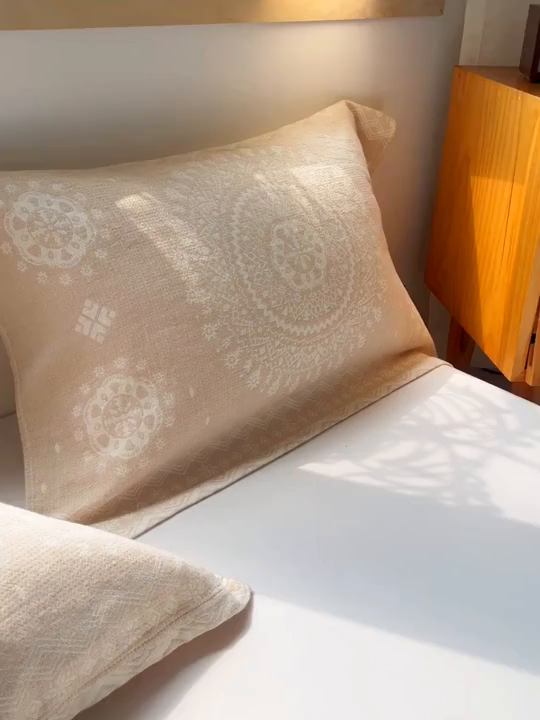 91家纺网 家纺一手货源 找家纺 美宜家 2025全棉提花枕巾100棉柔软吸汗枕头巾 圆满 一对