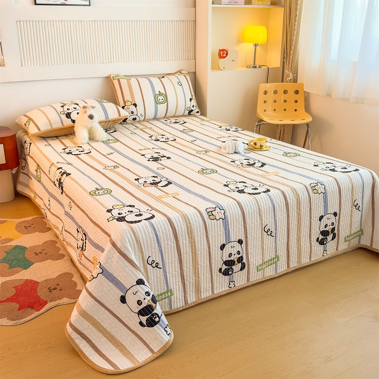 91家纺网 家纺一手货源 找家纺 恒爱家纺 2025新款全棉宝宝绒双拼床盖三件套 萌宠卫士