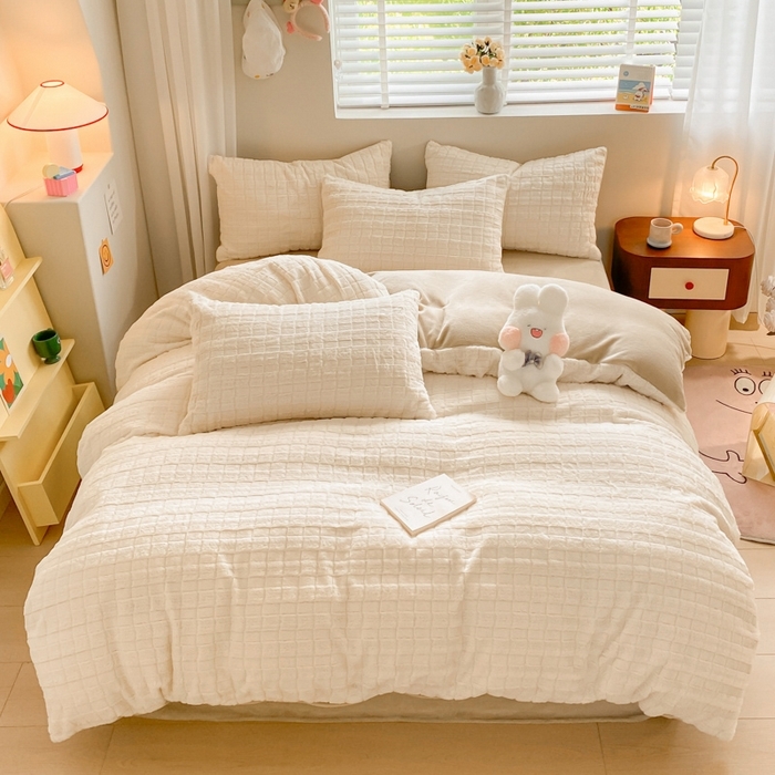 91家纺网 家纺一手货源 找家纺 （总）名兮家居 2025新款高克重立体仿兔绒牛奶绒四件套