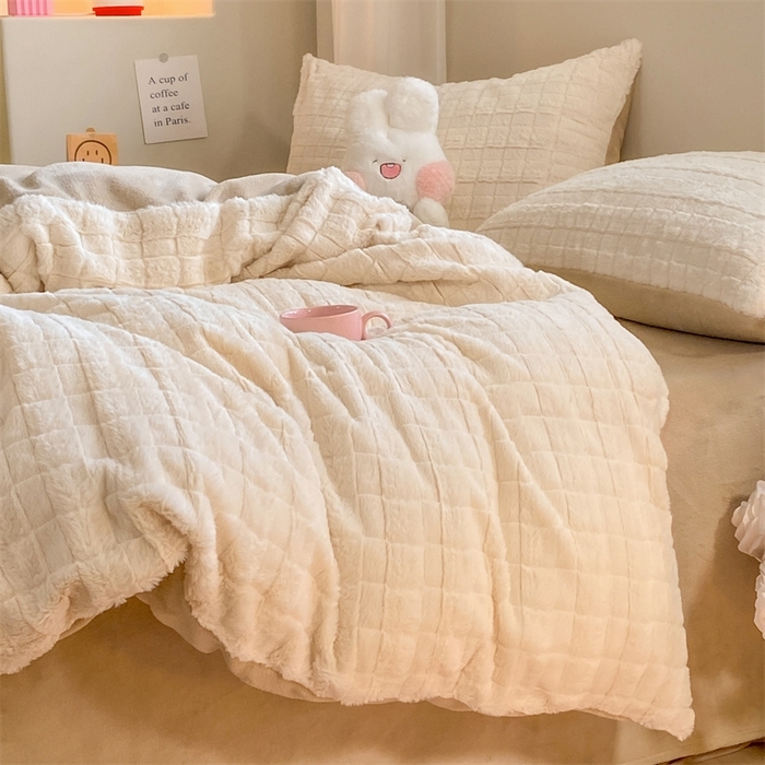 91家纺网 家纺一手货源 找家纺 （总）名兮家居 2025新款高克重立体仿兔绒牛奶绒四件套