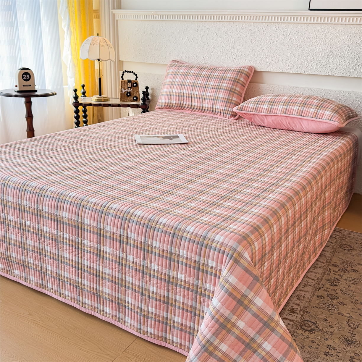 91家纺网 家纺一手货源 找家纺 恒爱家纺 2025新款全棉宝宝绒双拼床盖三件套 莫尼-玉