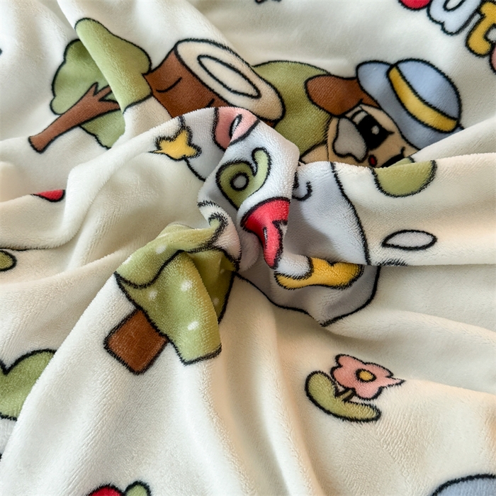 91家纺网 家纺一手货源 找家纺 艾特你 2025新款小清新高克重牛奶绒印花四件套 森林小屋