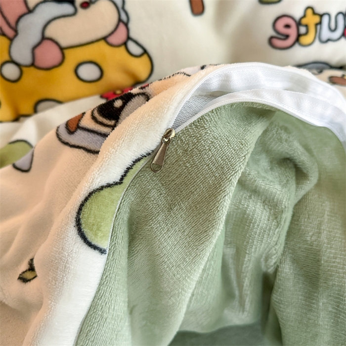 91家纺网 家纺一手货源 找家纺 艾特你 2025新款小清新高克重牛奶绒印花四件套 森林小屋