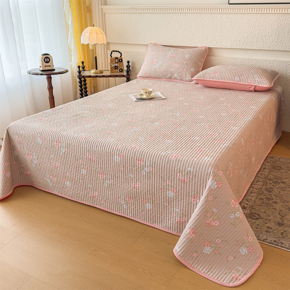 91家纺网 家纺一手货源 找家纺 恒爱家纺 2025新款全棉宝宝绒双拼床盖三件套 香远益清