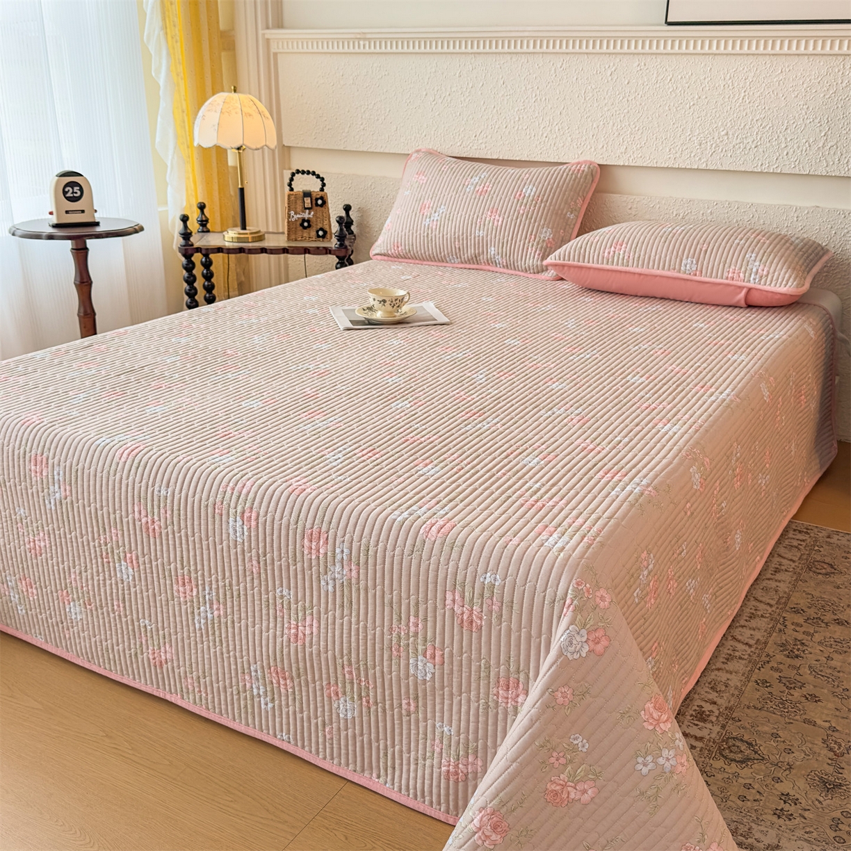 91家纺网 家纺一手货源 找家纺 恒爱家纺 2025新款全棉宝宝绒双拼床盖三件套 香远益清