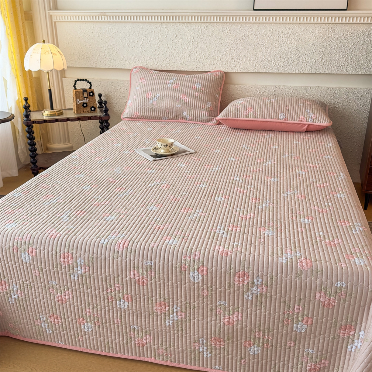 91家纺网 家纺一手货源 找家纺 恒爱家纺 2025新款全棉宝宝绒双拼床盖三件套 香远益清