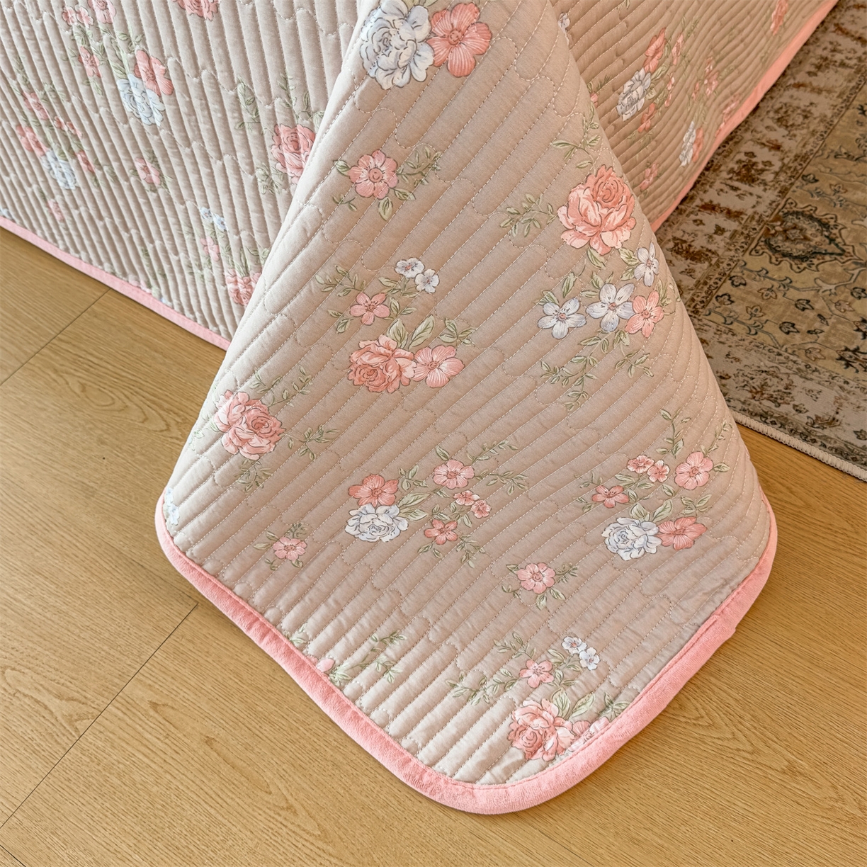 91家纺网 家纺一手货源 找家纺 恒爱家纺 2025新款全棉宝宝绒双拼床盖三件套 香远益清