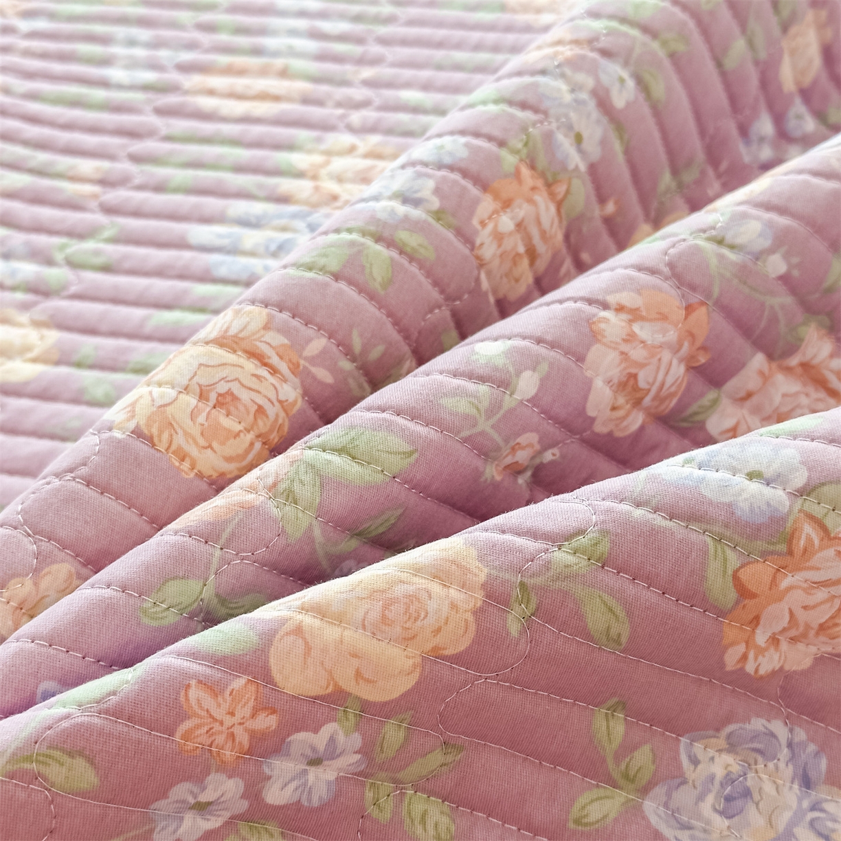 91家纺网 家纺一手货源 找家纺 恒爱家纺 2025新款全棉宝宝绒双拼床盖三件套 紫菀花