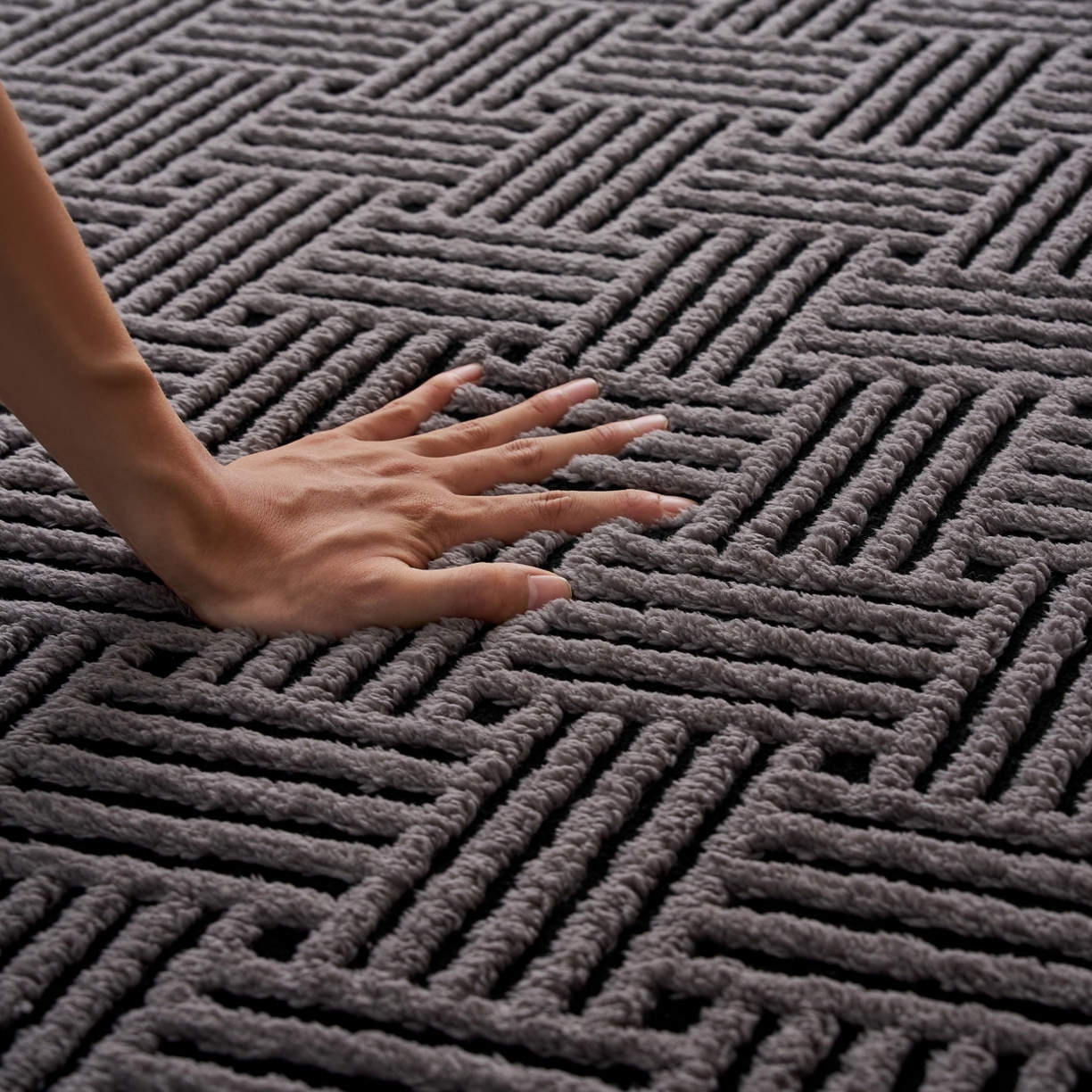 91家纺网 家纺一手货源 找家纺 航途席业 2025新款亲肤舒适地垫 利奥-灰黑