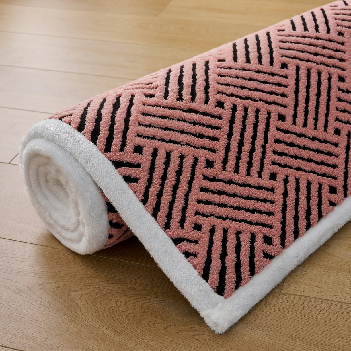 91家纺网 家纺一手货源 找家纺 航途席业 2025新款亲肤舒适地垫 利奥-清粉