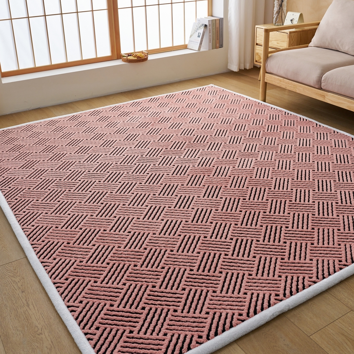 91家纺网 家纺一手货源 找家纺 航途席业 2025新款亲肤舒适地垫 利奥-清粉