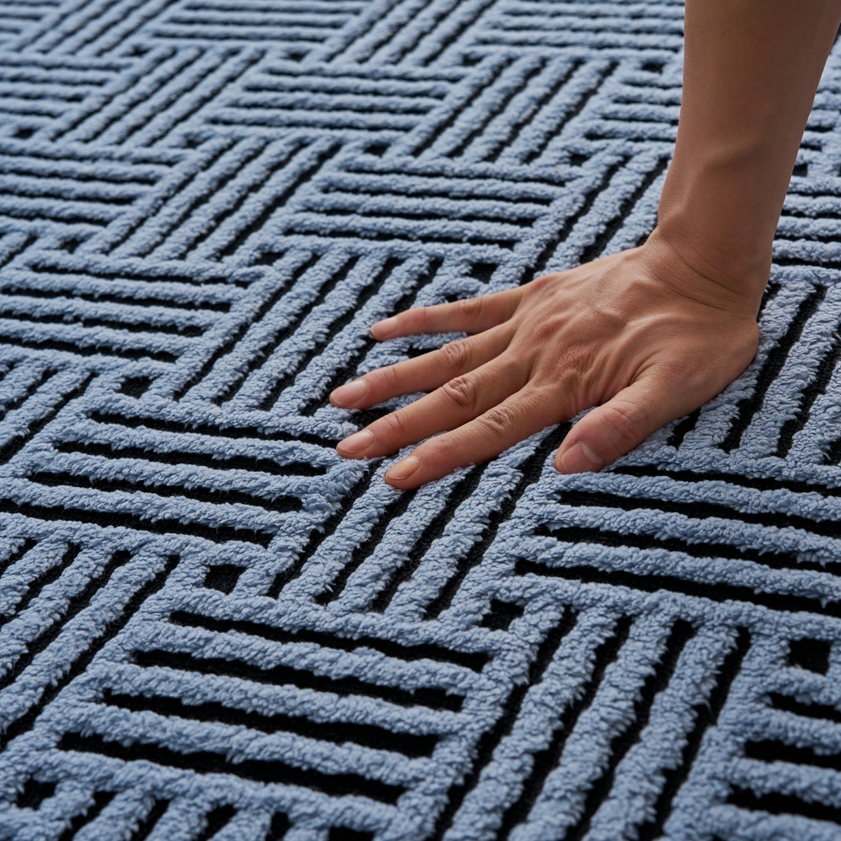 91家纺网 家纺一手货源 找家纺 航途席业 2025新款亲肤舒适地垫 利奥-星蓝