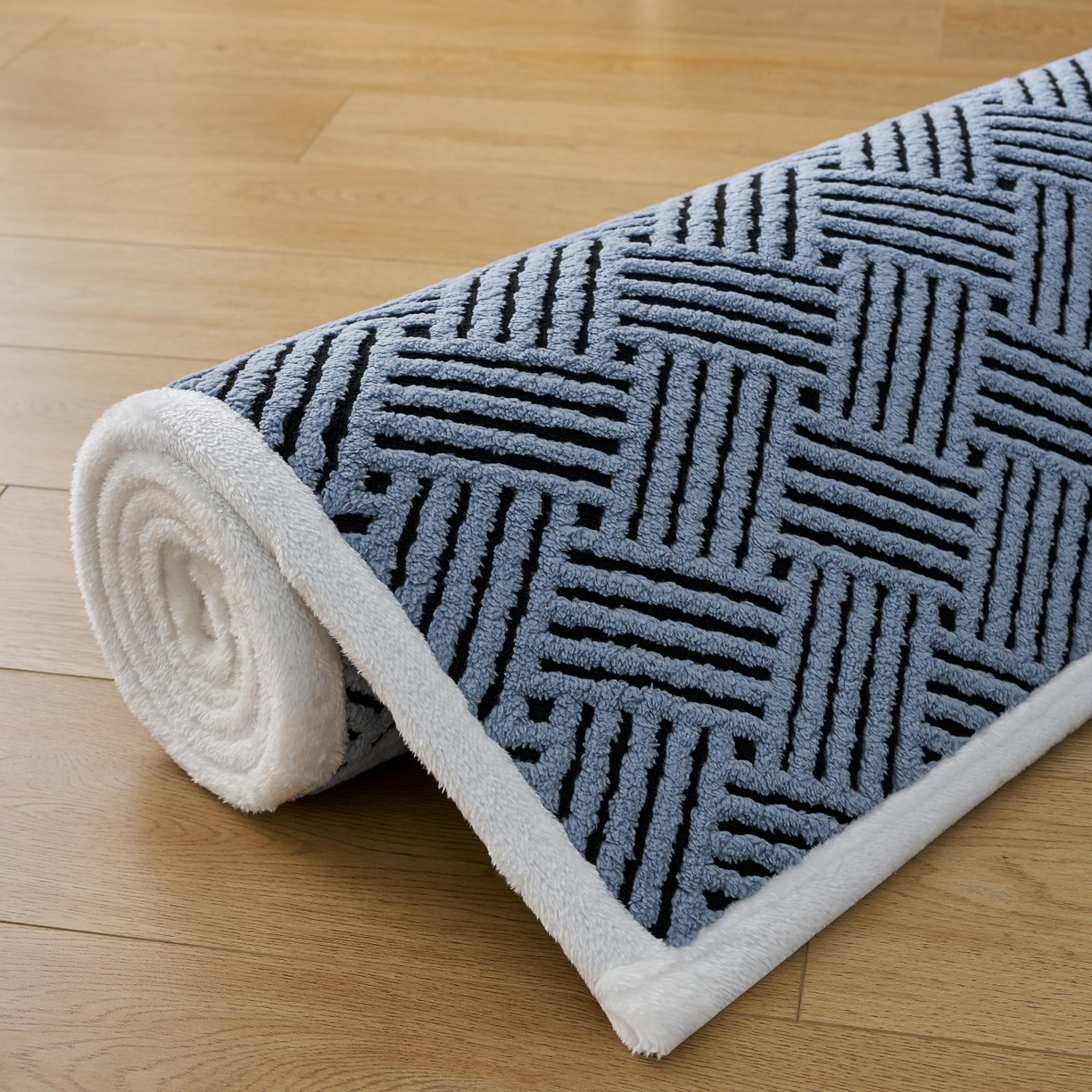 91家纺网 家纺一手货源 找家纺 航途席业 2025新款亲肤舒适地垫 利奥-星蓝