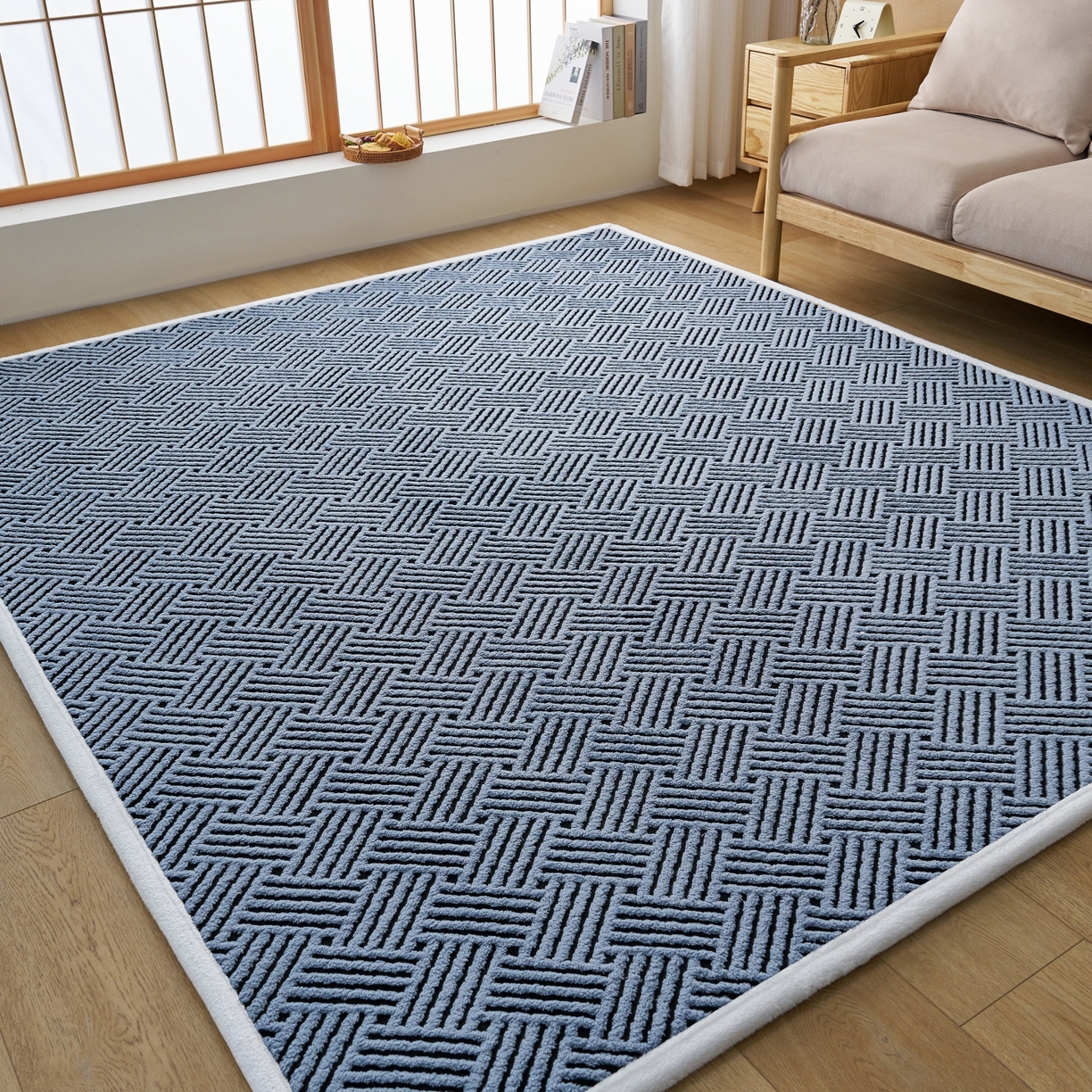 91家纺网 家纺一手货源 找家纺 航途席业 2025新款亲肤舒适地垫 利奥-星蓝