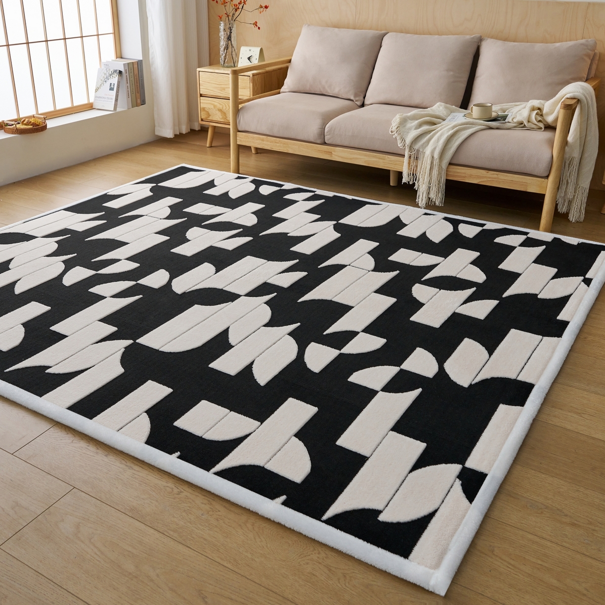 91家纺网 家纺一手货源 找家纺 航途席业 2025新款亲肤舒适地垫 留白-皓月