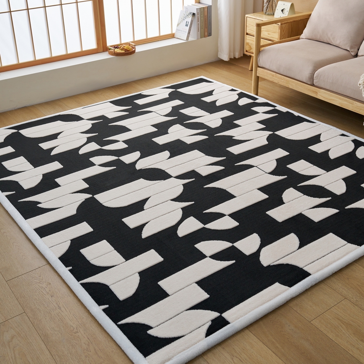 91家纺网 家纺一手货源 找家纺 航途席业 2025新款亲肤舒适地垫 留白-皓月