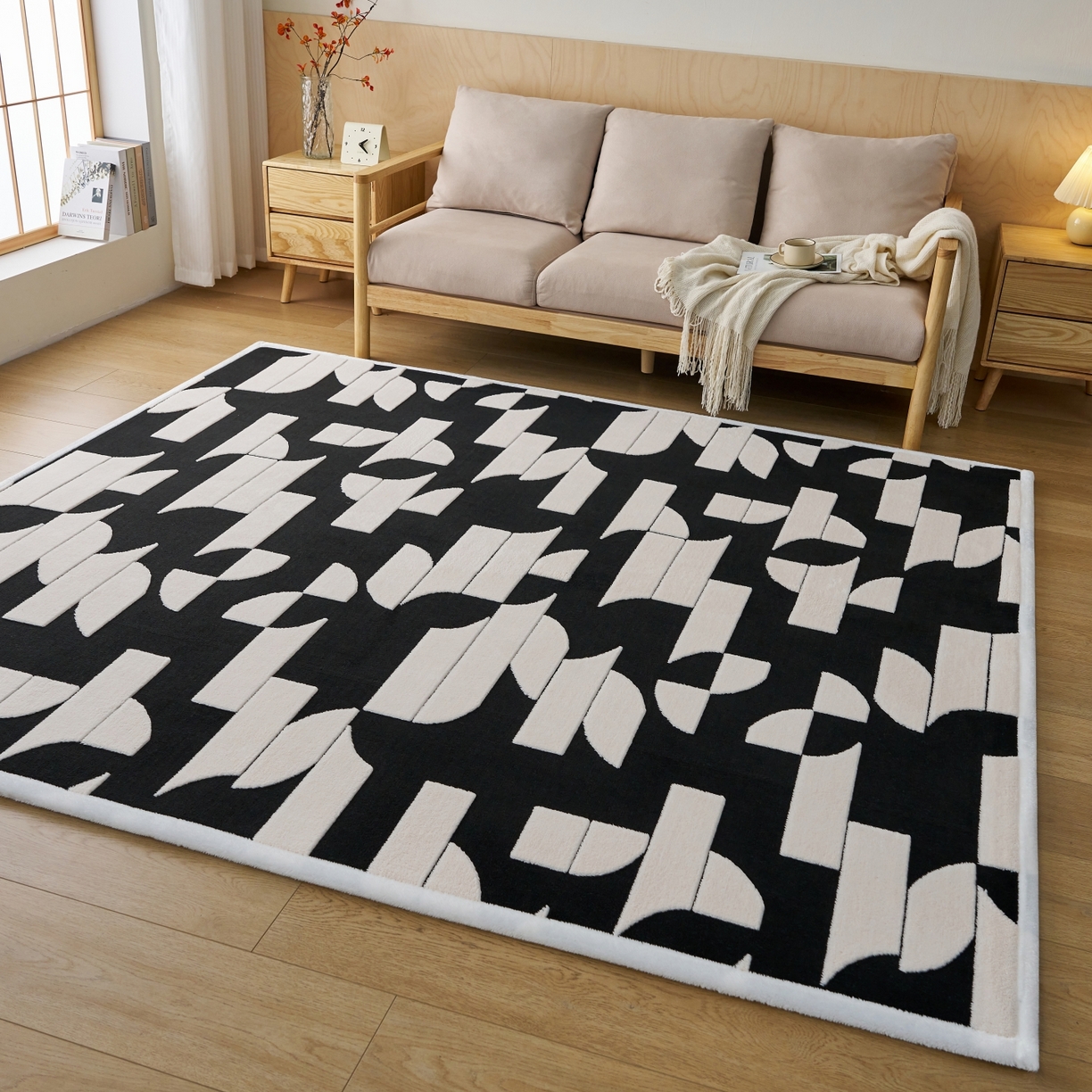 91家纺网 家纺一手货源 找家纺 航途席业 2025新款亲肤舒适地垫 留白-皓月