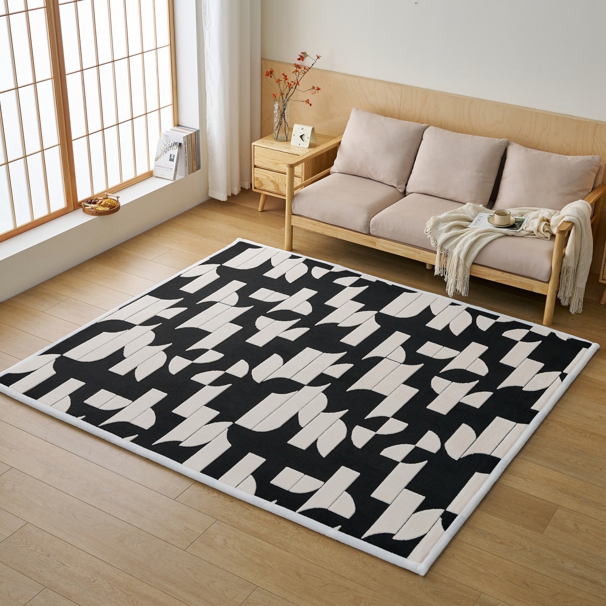 91家纺网 家纺一手货源 找家纺 航途席业 2025新款亲肤舒适地垫 留白-皓月