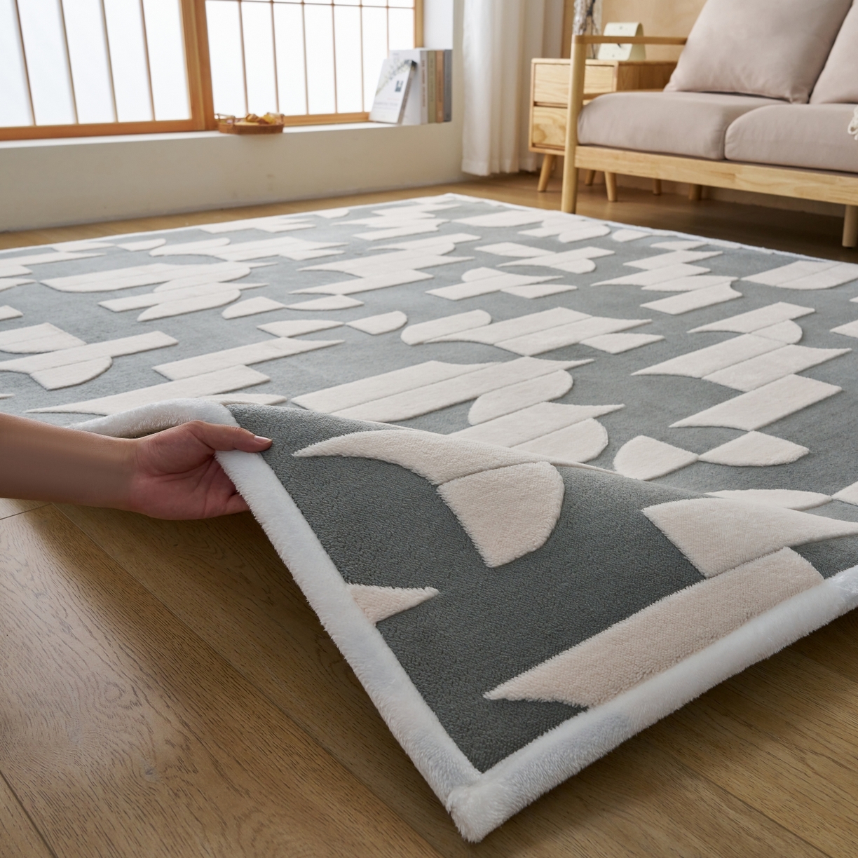 91家纺网 家纺一手货源 找家纺 航途席业 2025新款亲肤舒适地垫 留白-玄灰