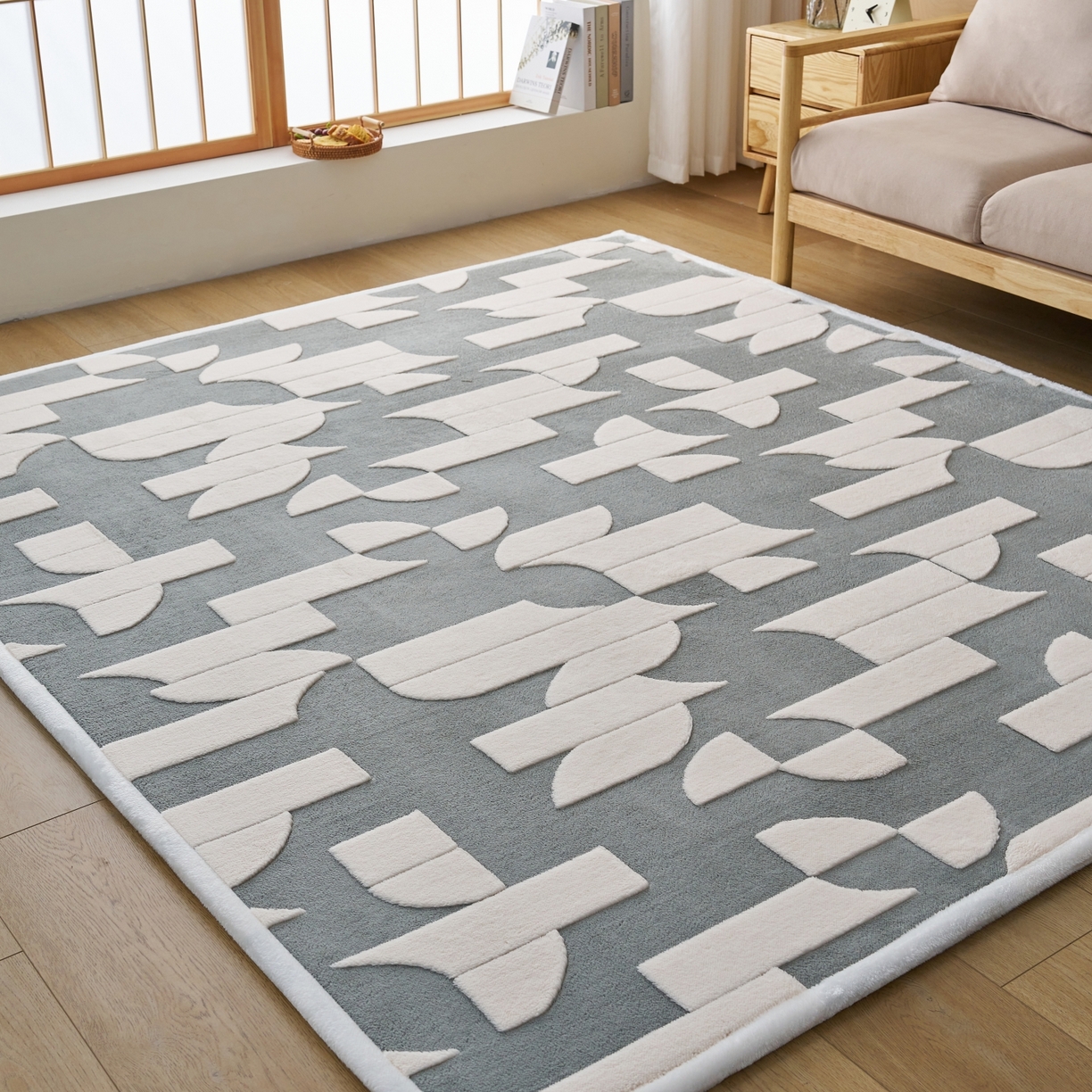 91家纺网 家纺一手货源 找家纺 航途席业 2025新款亲肤舒适地垫 留白-玄灰