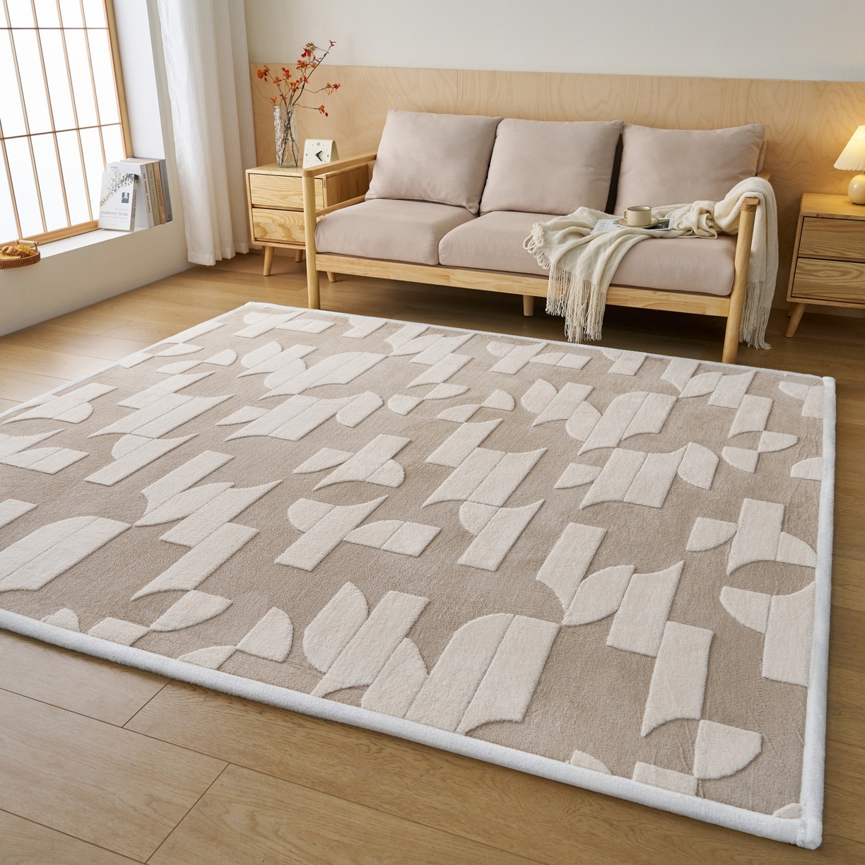 91家纺网 家纺一手货源 找家纺 航途席业 2025新款亲肤舒适地垫 留白-云咖