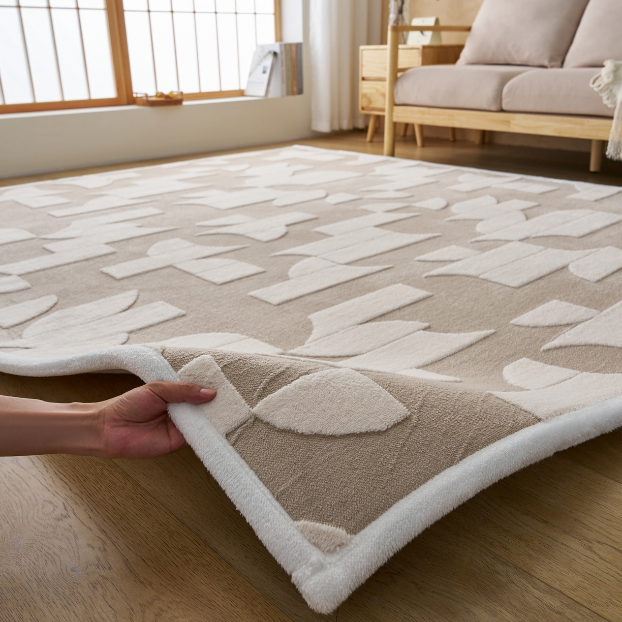 91家纺网 家纺一手货源 找家纺 航途席业 2025新款亲肤舒适地垫 留白-云咖